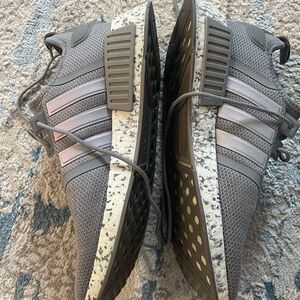 Adidas Gray and White Sneakers with Stripes